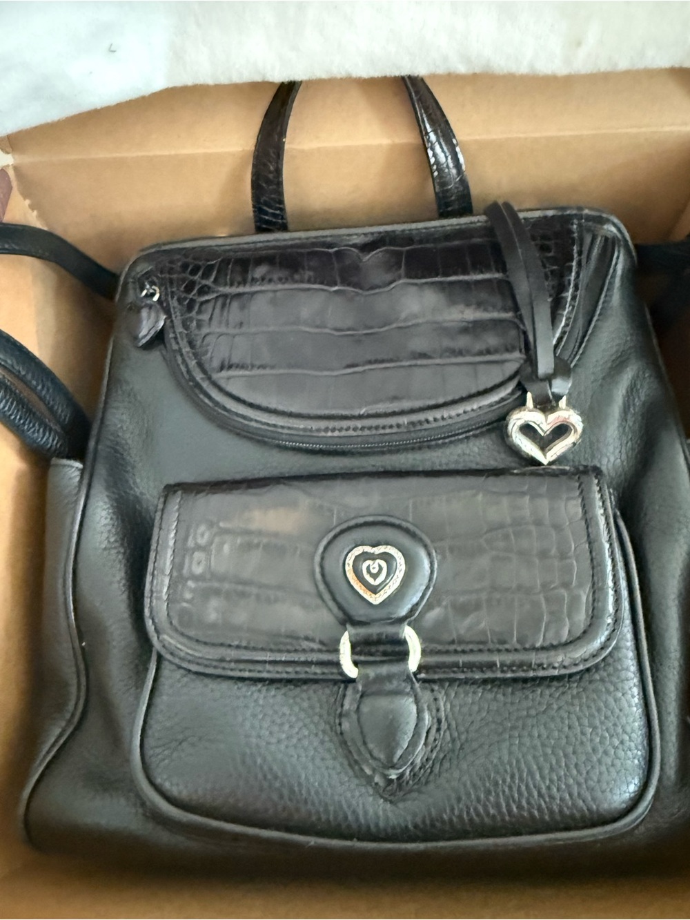 Brighton Donatella Backpack Purse leather in black